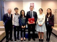 Prof James KENNEDY (third from right), Prof Wai-Yee CHAN (first from left), Ms Myra LAU, Senior Programme Manager, Office of Academic Links (first from right) and CW Chu student representatives